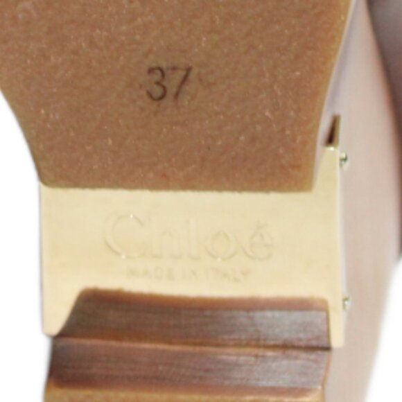 Chloé Wooden Wedge Boot Gold Name Plate Accent, Size 37 (US 7) - Picture 9 of 10